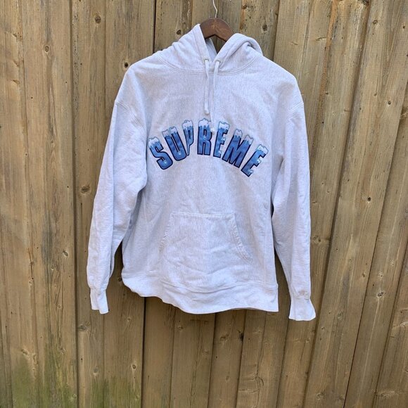 Supreme Icy Arc Hoodie Sweatshirt Ash Grey Large - Picture 3 of 6